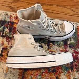 Converse High-Top Sneakers in Light Cream/White